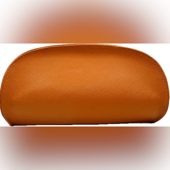 NWOT, Tory Burch Sunglass Case w/Gold Logo, Orange Luxury, Never Used - Picture 3 of 7